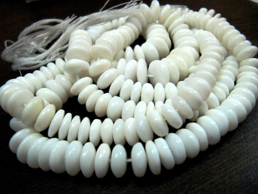 Natural White Opal Smooth Rondelle 6-12mm Size Beads , Exclusive White Opal German Cut Gemstone Beads , Length 8 inches , Graduated Beads