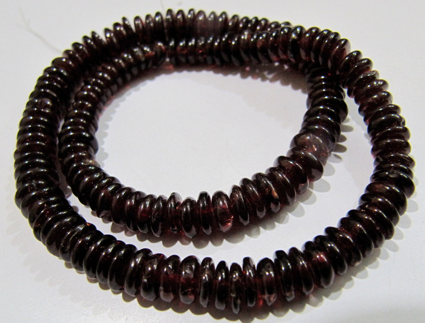 Natural German Cut Smooth Rondelle Garnet Beads / Mozambique Garnet Beads Disc Shape 5-7mm Size Strand 8 inches Long Graduated Beads