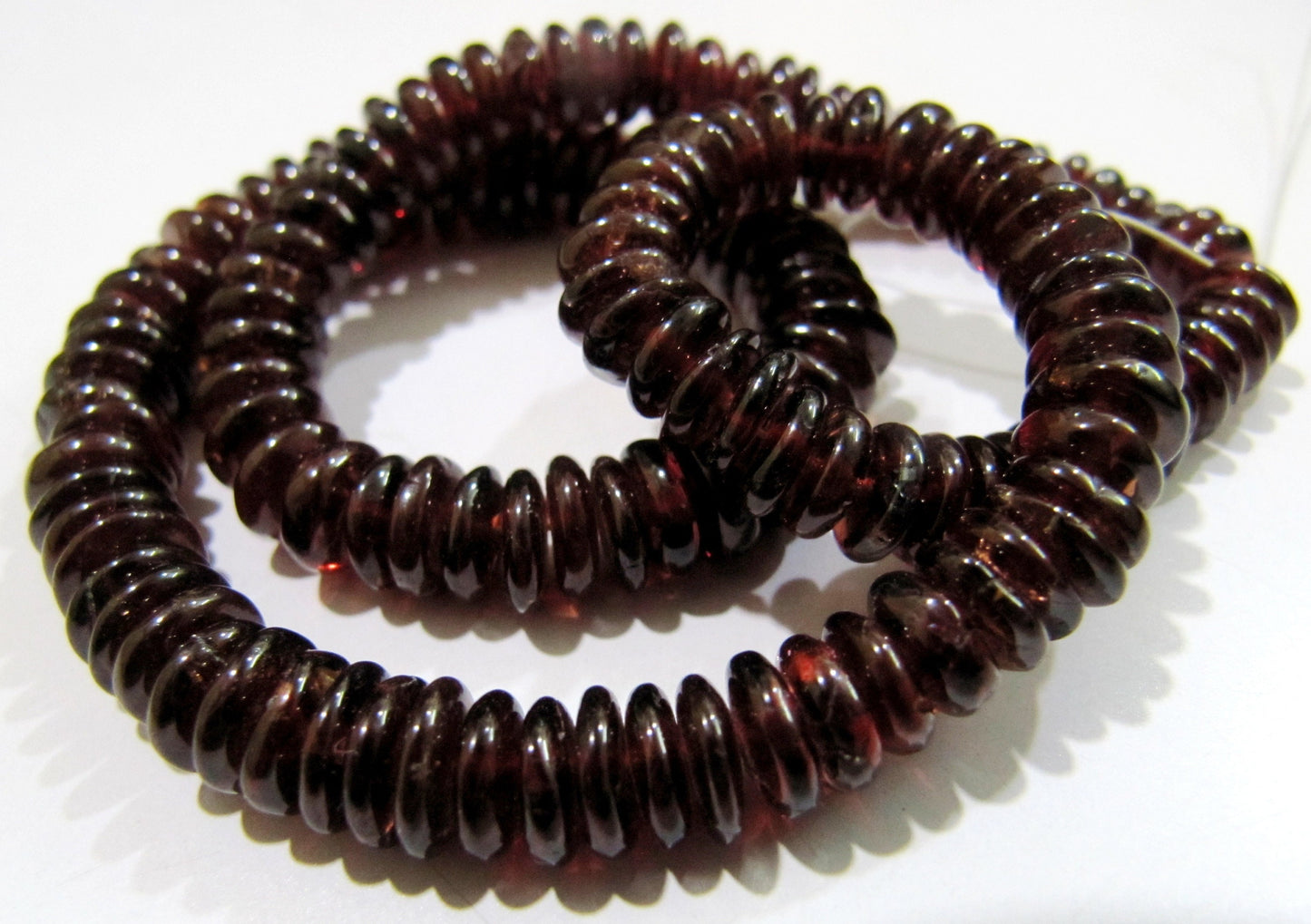 Natural German Cut Smooth Rondelle Garnet Beads / Mozambique Garnet Beads Disc Shape 5-7mm Size Strand 8 inches Long Graduated Beads
