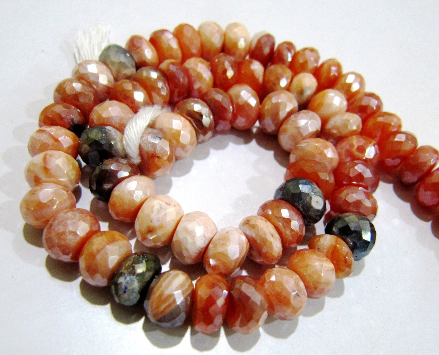 Top Quality Mystic Coated Carnelian / Fire Opal Beads Rondelle Faceted Natural Gemstone Beads 7-8mm Size Strand 8i inch long Wholesale Price