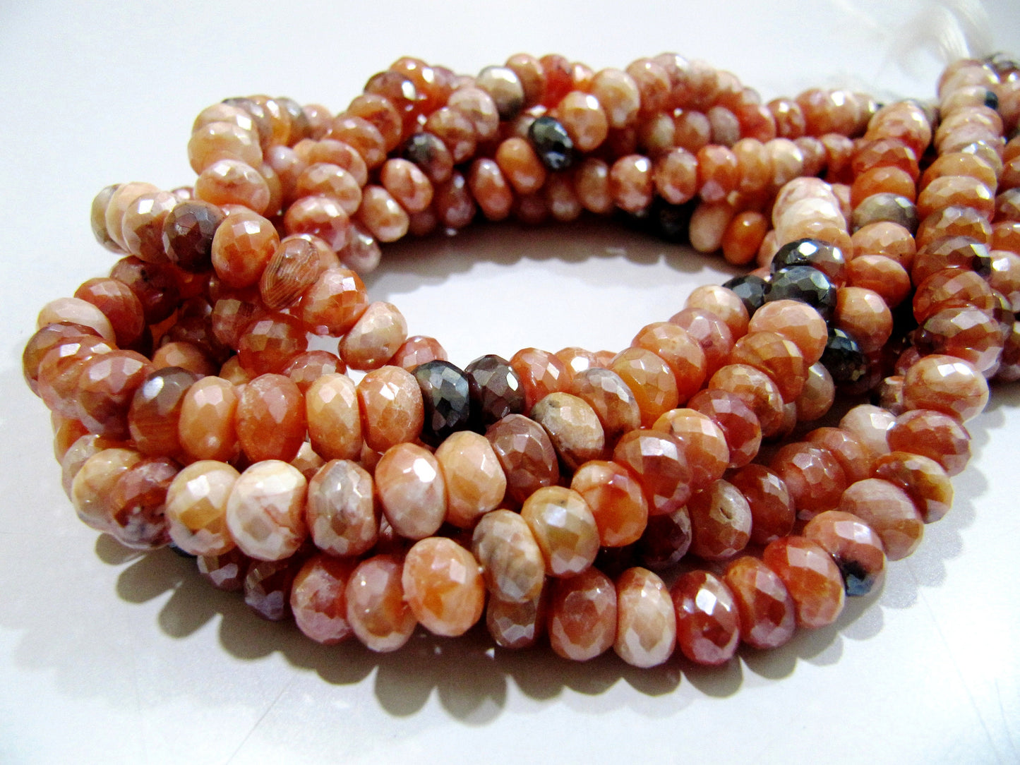 Top Quality Mystic Coated Carnelian / Fire Opal Beads Rondelle Faceted Natural Gemstone Beads 7-8mm Size Strand 8i inch long Wholesale Price