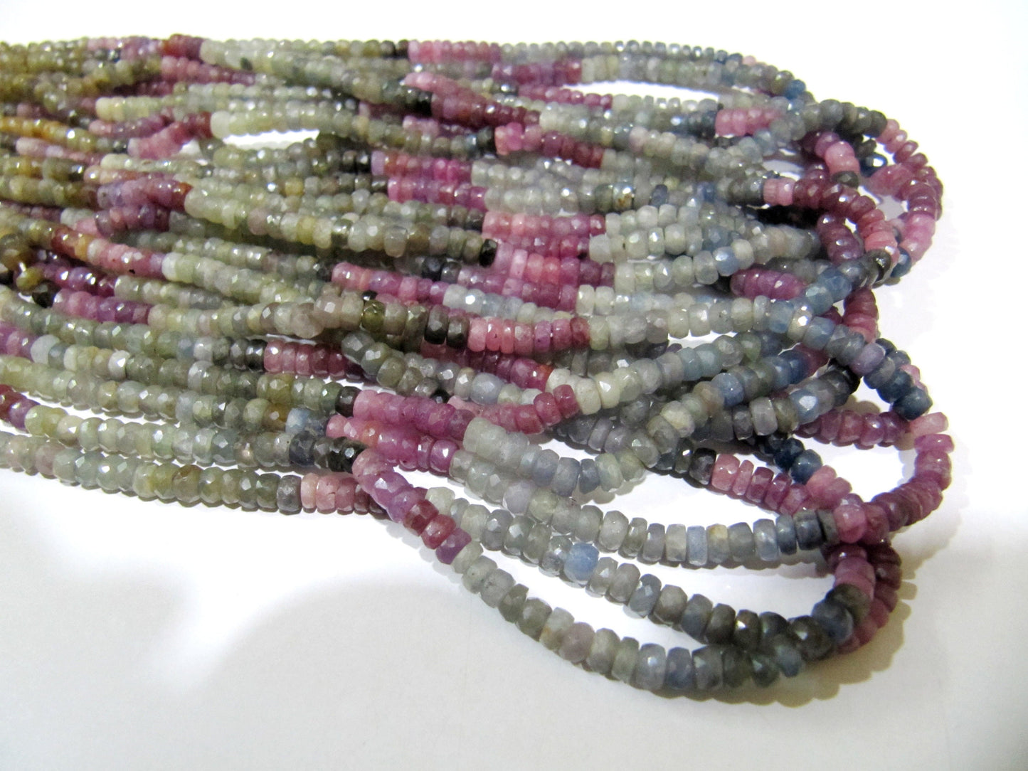 Natural Multi Sapphire Beads 4- 4.5mm Rondelle Faceted Beads 8 inch long Top Quality Sapphire Beads Untreated Gemstone