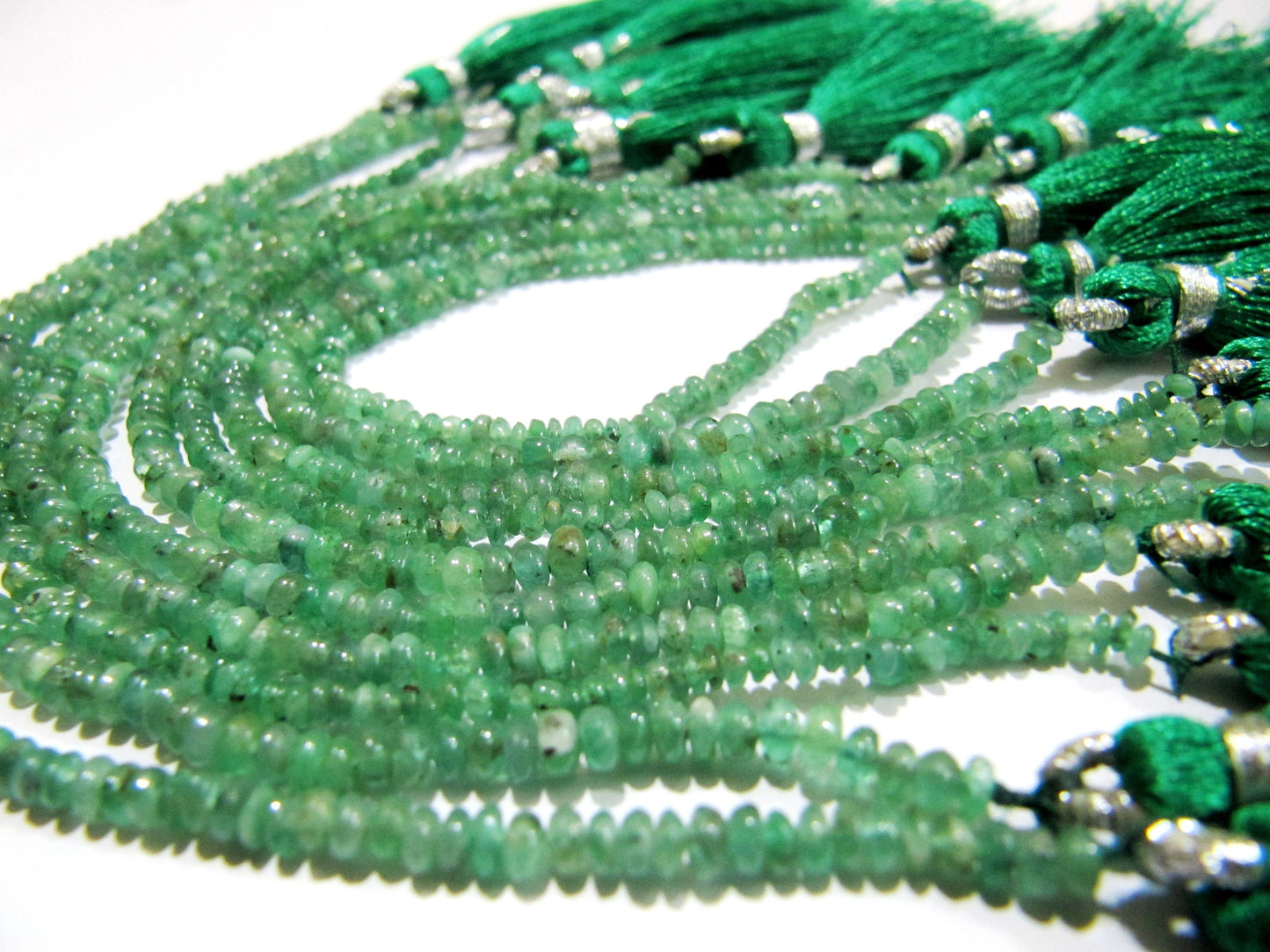 Natural Emerald Rondelle Plain Smooth Beads 2.5-3mm strand 8 inches Zambia Mined  Precious Untreated Genuine Emerald Birth Stones