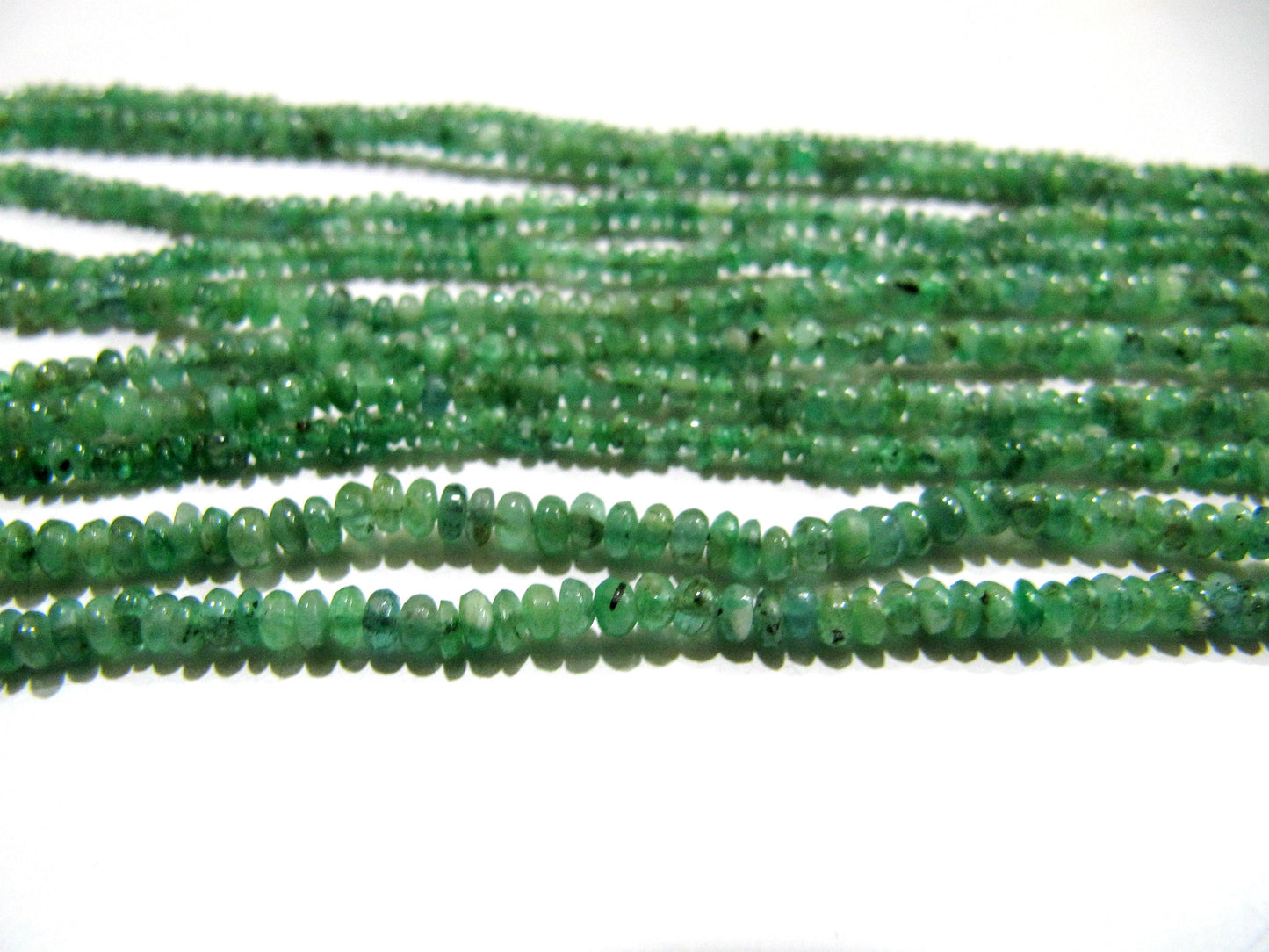 Natural Emerald Rondelle Plain Smooth Beads 2.5-3mm strand 8 inches Zambia Mined  Precious Untreated Genuine Emerald Birth Stones