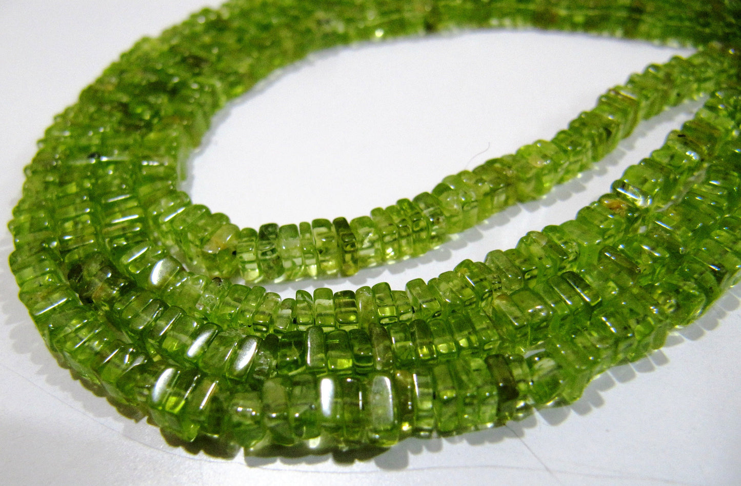 Natural Peridot Beautiful Heishi Cut 3-4mm Size Peridot Beads , Amazing Gemstone Beads  Length 14-15 inches Precious- Jewelry Beads