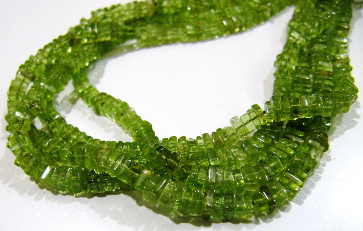 Natural Peridot Beautiful Heishi Cut 3-4mm Size Peridot Beads , Amazing Gemstone Beads  Length 14-15 inches Precious- Jewelry Beads
