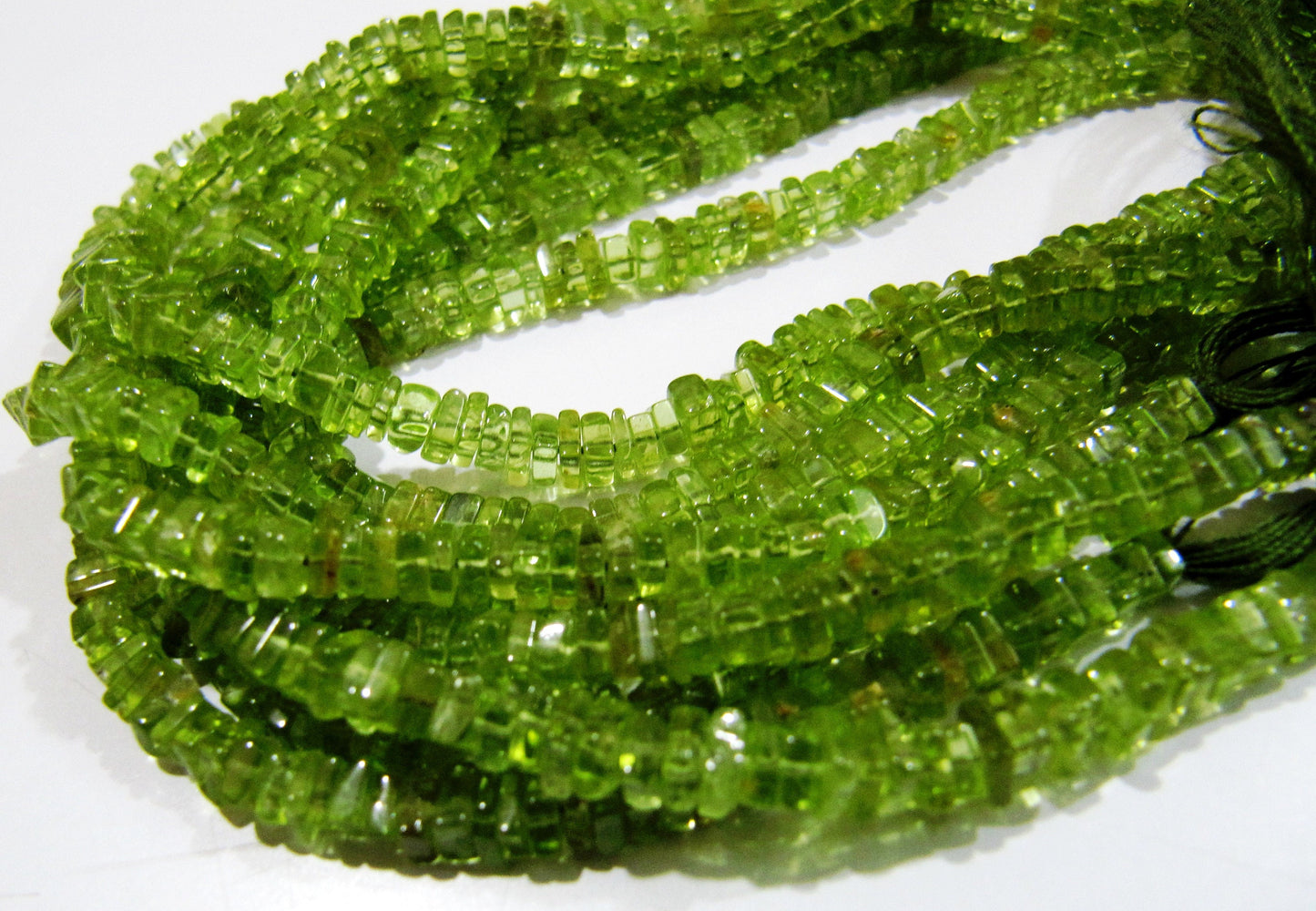 Natural Peridot Beautiful Heishi Cut 3-4mm Size Peridot Beads , Amazing Gemstone Beads  Length 14-15 inches Precious- Jewelry Beads