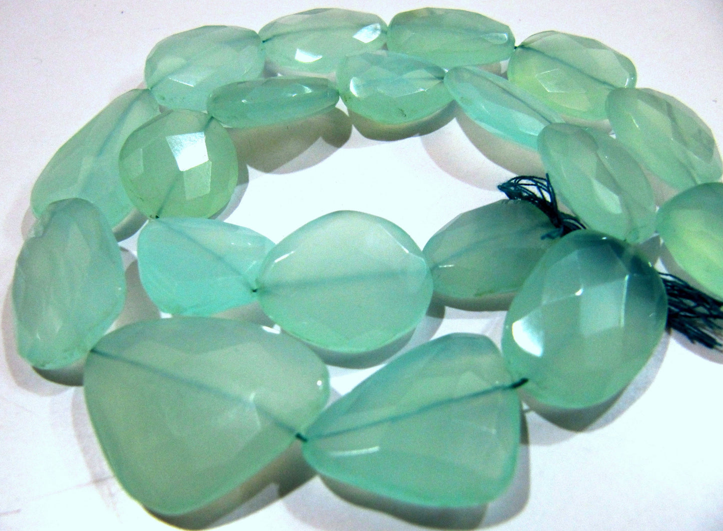 Natural Aqua Chalcedony Free Shape Briolette Beads / Approximately 20 to 30mm Size Beads / Strands 16 inches long / Flat Tumbled beads