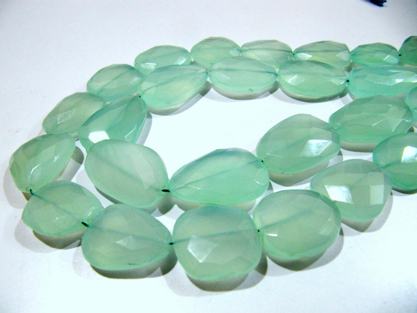 Natural Aqua Chalcedony Free Shape Briolette Beads / Approximately 20 to 30mm Size Beads / Strands 16 inches long / Flat Tumbled beads