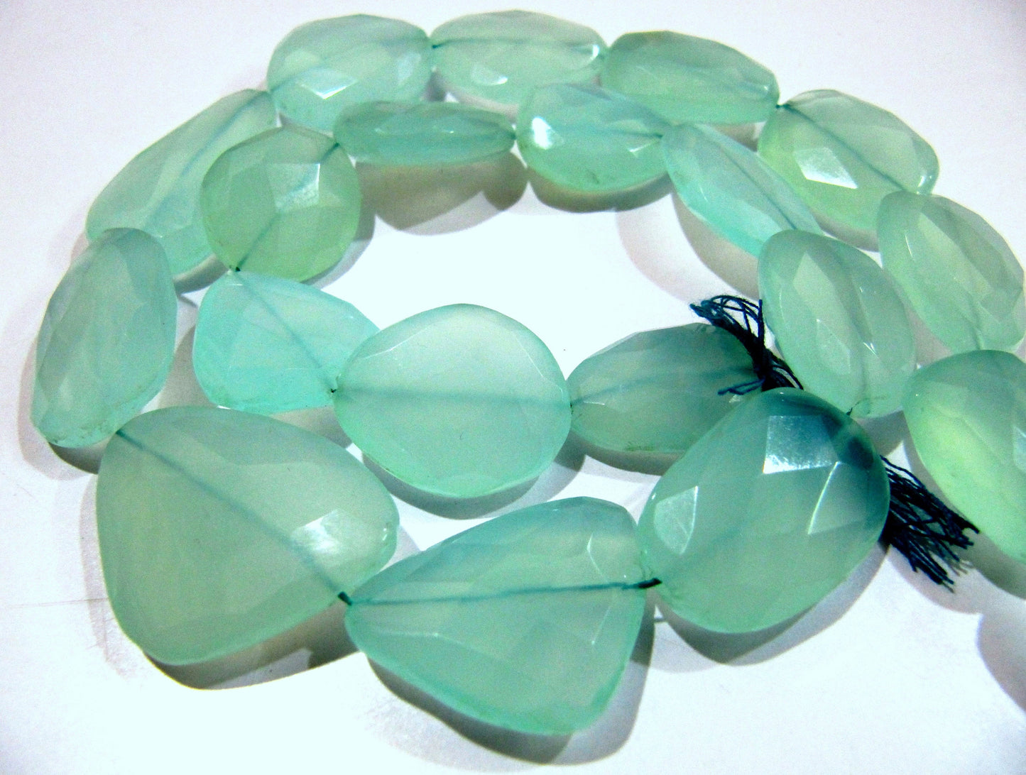Natural Aqua Chalcedony Free Shape Briolette Beads / Approximately 20 to 30mm Size Beads / Strands 16 inches long / Flat Tumbled beads