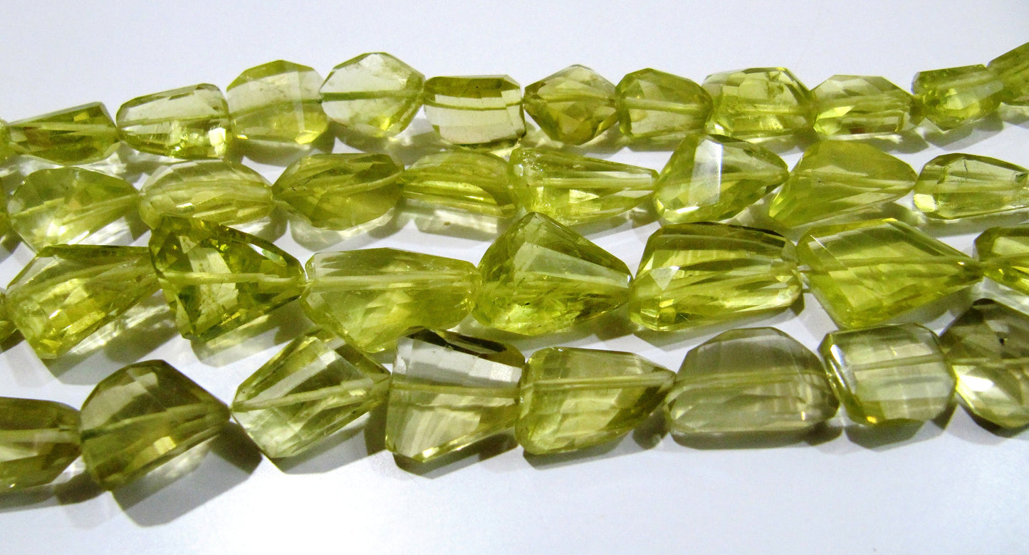 10 Loose Beads- Top Quality Natural Lemon Quartz Laser Cut Tumbled Beads / Faceted Lemon Quartz Fancy Shape Gemstone Beads / 11 to 25mm Size