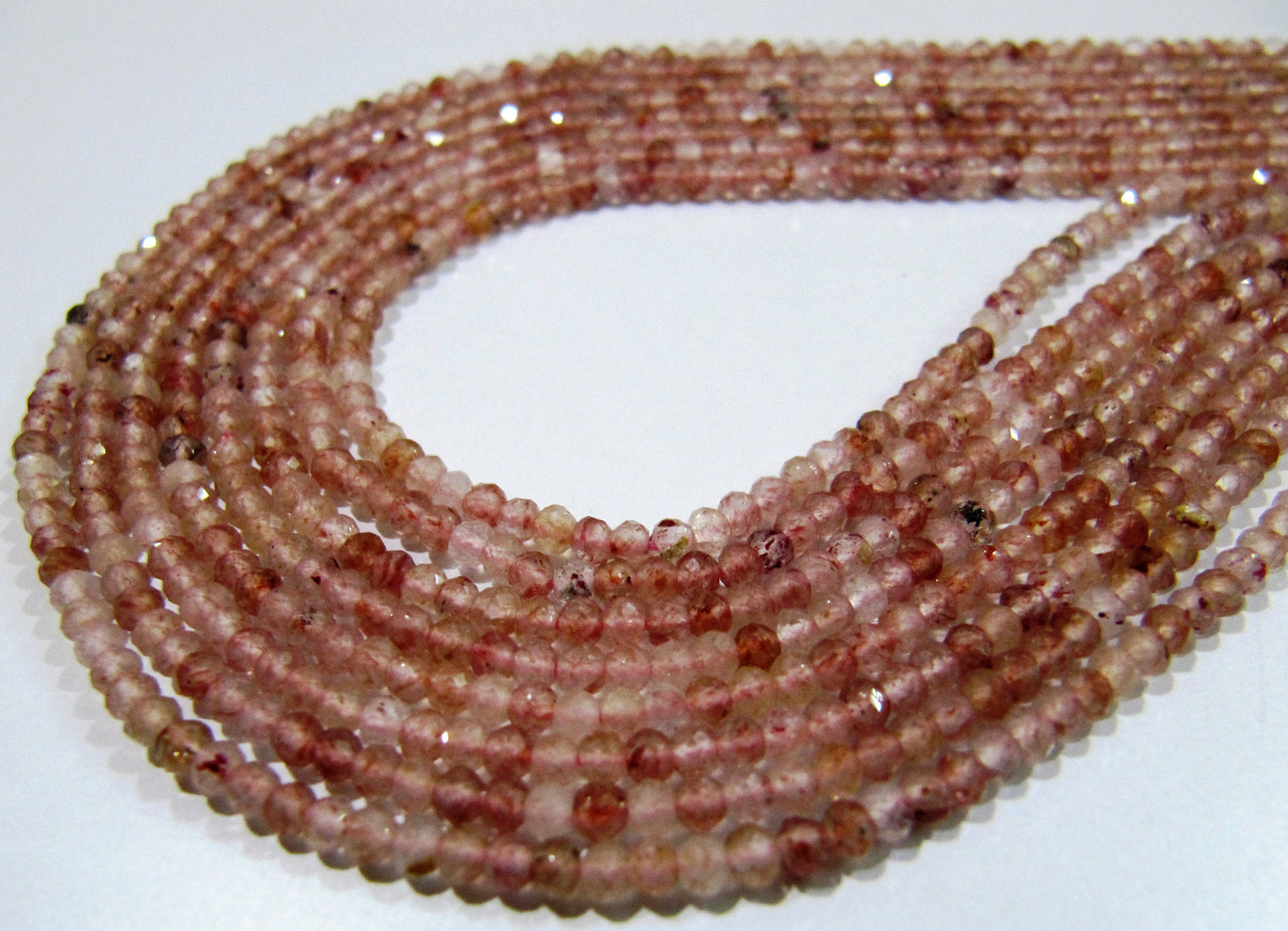 Finest Quality Natural Strawberry Quartz 2-2.5mm Size Beads Beautiful Strawberry Quartz Micro Faceted Rondelle Beads Strand 13 inches long