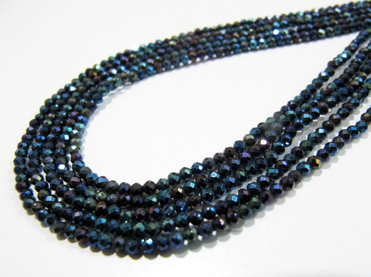 Natural Black Spinel Beads 3mm Rondelle Faceted Beads Titanium Blue Coated Genuine Gemstone Beads Strand 13 inch long