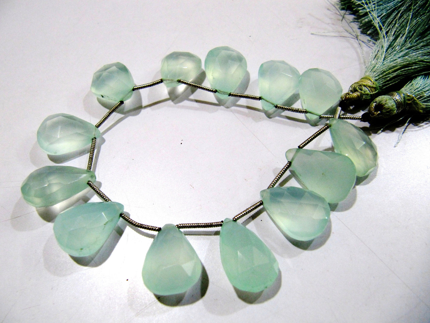 Aqua Chalcedony Briolettes 10x15mm to 12x16mm Size Pear Shape Beads Sold per stands of 8 to 9 inch approx long Teardrop Faceted Beads