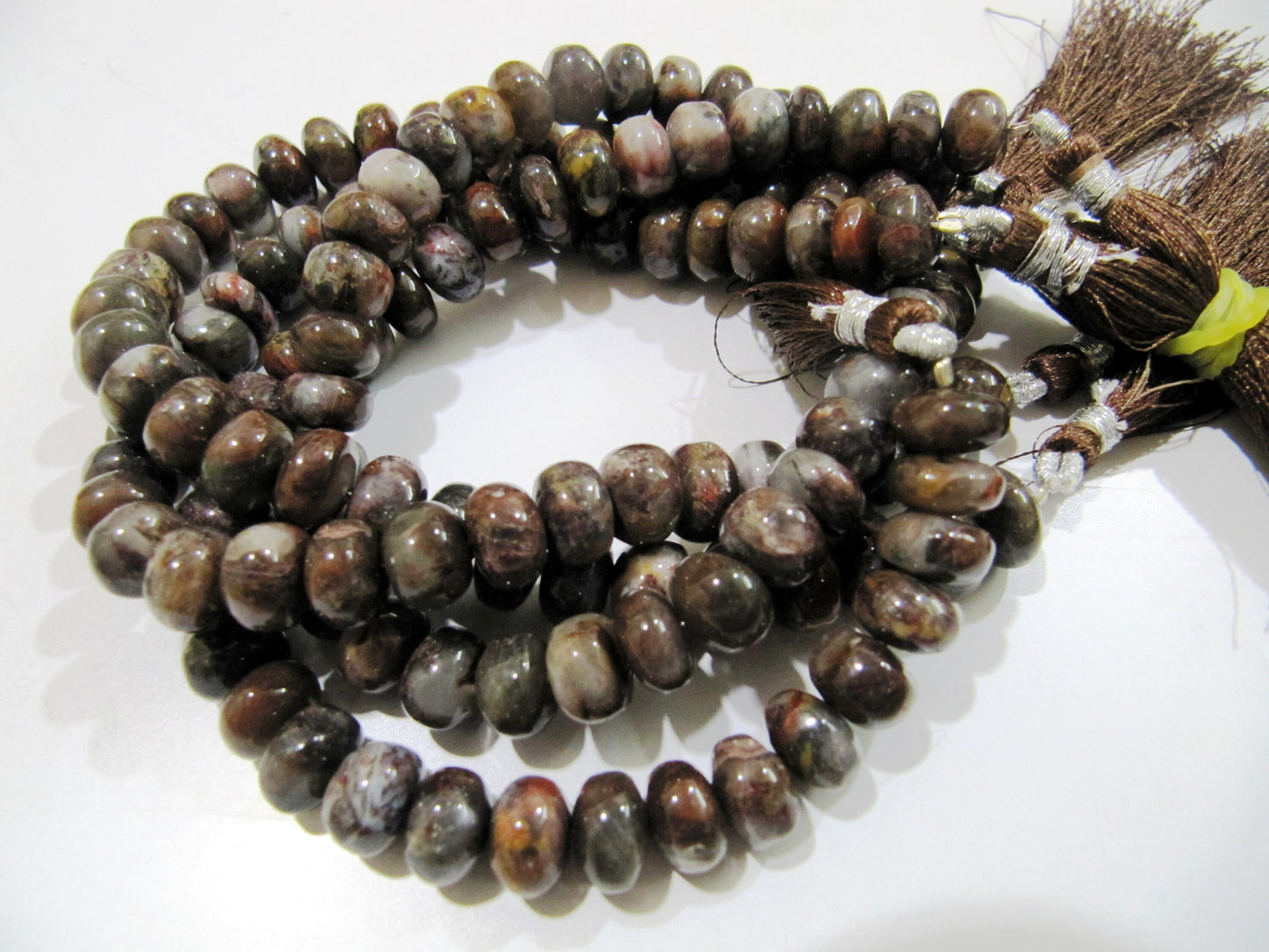 Genuine Chocolate Moonstone Agate Beads / Brown Grey Natural Beads / Smooth Rondelle Beads 8 to 12mm Size Strand 8inch long
