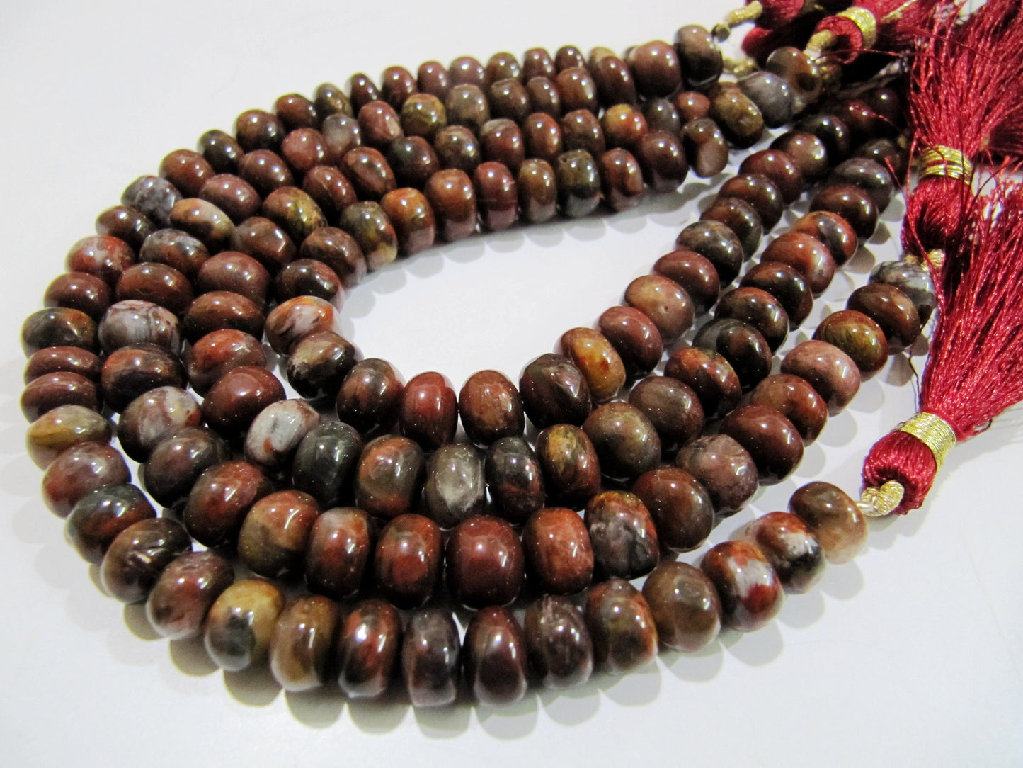 Natural Blood Agate Smooth Rondelle Beads / Red Tiger Eye Jade Beads 8-9mm Size Strand 8 inch long Plain Red Jasper Beads Wholesale Prices