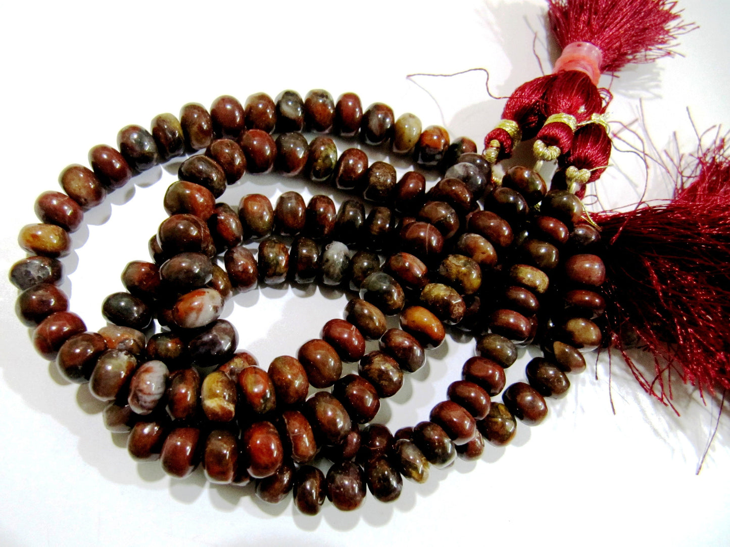 Natural Blood Agate Smooth Rondelle Beads / Red Tiger Eye Jade Beads 8-9mm Size Strand 8 inch long Plain Red Jasper Beads Wholesale Prices