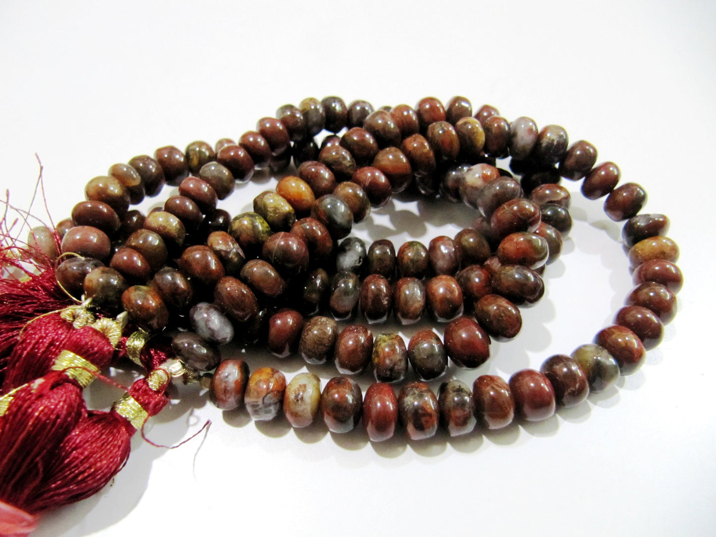 Natural Blood Agate Smooth Rondelle Beads / Red Tiger Eye Jade Beads 8-9mm Size Strand 8 inch long Plain Red Jasper Beads Wholesale Prices