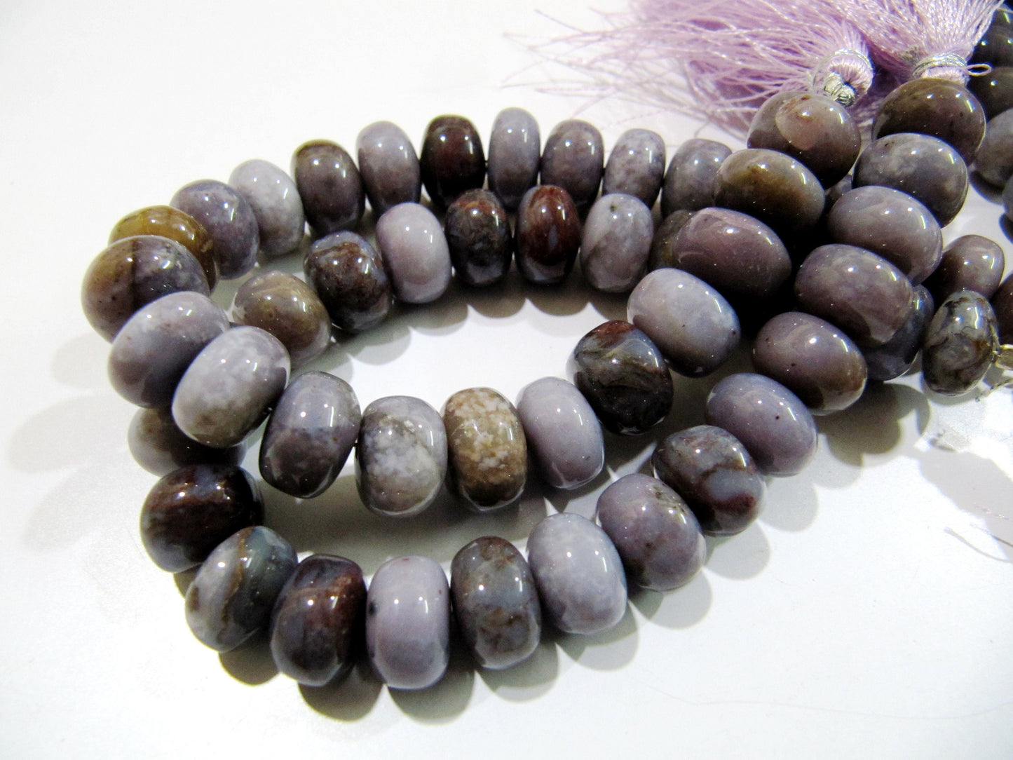 Natural Blood Agate Rondelle Smooth Beads / Purple Grey Agate Plain Beads / Natural Jade Beads Size 11-12mm Sold per Strand 8 inch long