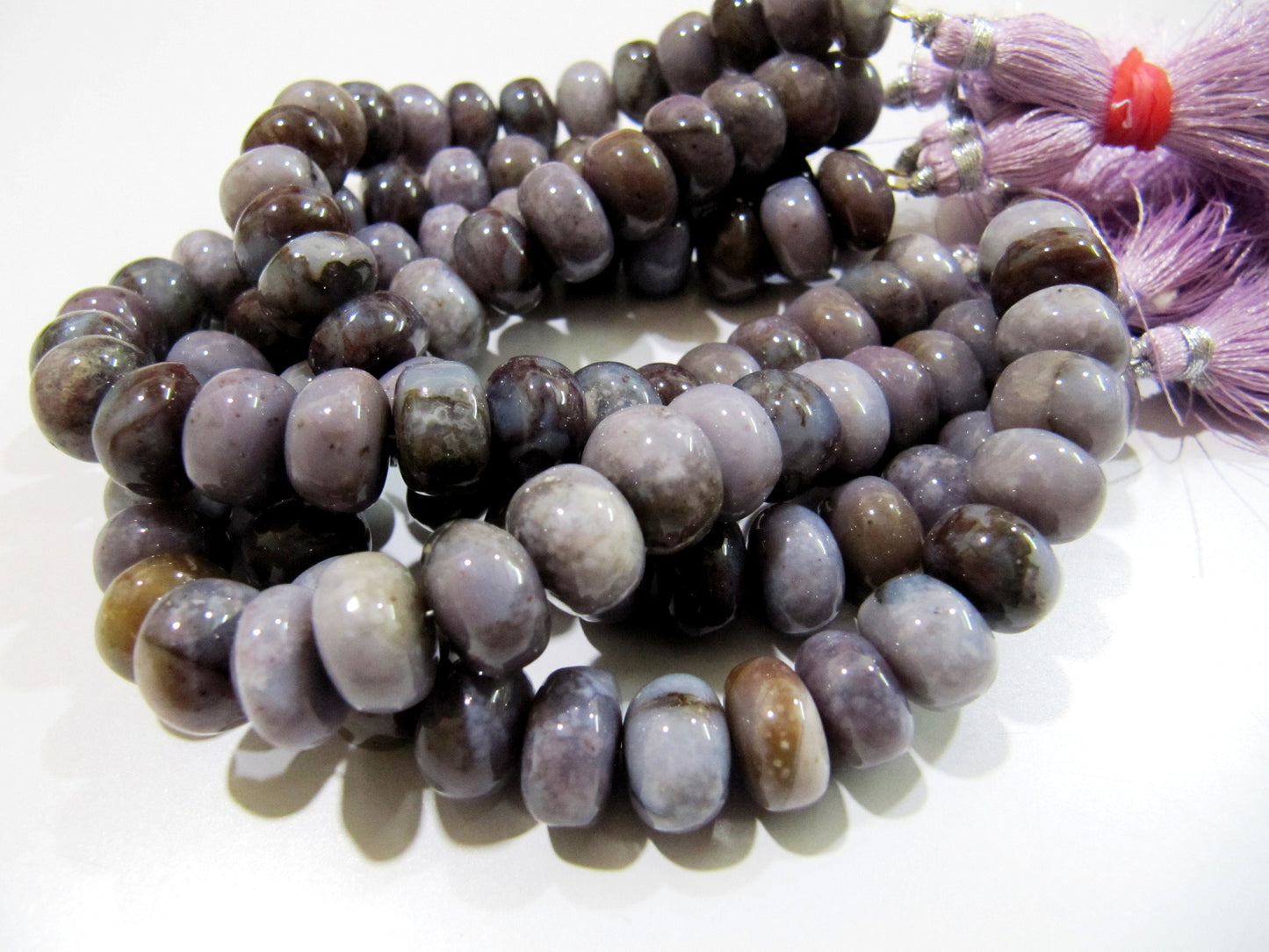 Natural Blood Agate Rondelle Smooth Beads / Purple Grey Agate Plain Beads / Natural Jade Beads Size 11-12mm Sold per Strand 8 inch long