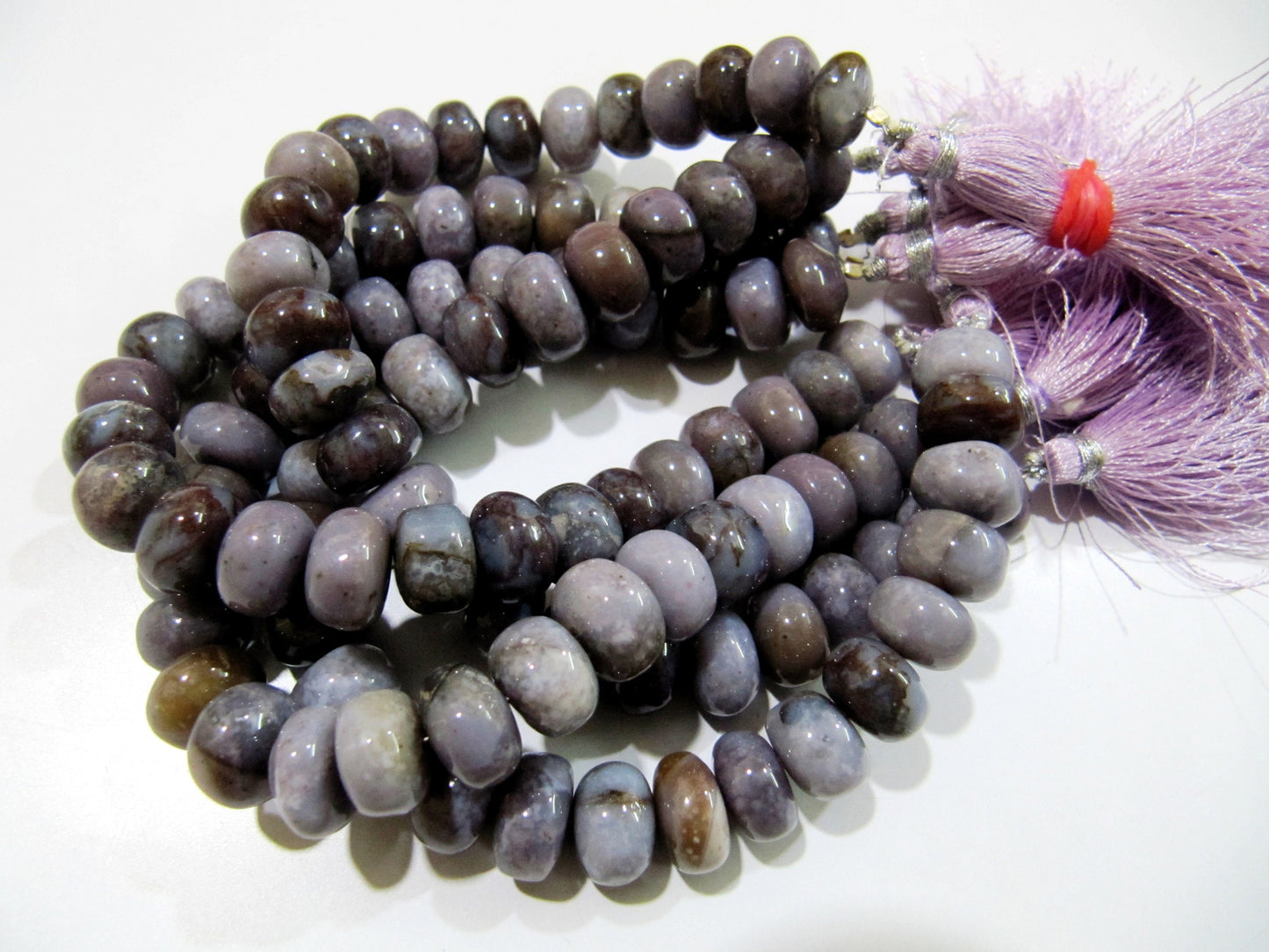 Natural Blood Agate Rondelle Smooth Beads / Purple Grey Agate Plain Beads / Natural Jade Beads Size 11-12mm Sold per Strand 8 inch long