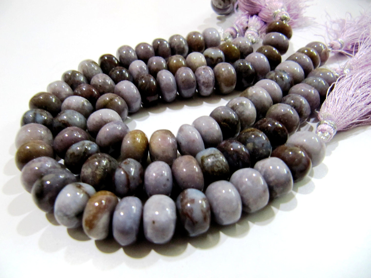 Natural Blood Agate Rondelle Smooth Beads / Purple Grey Agate Plain Beads / Natural Jade Beads Size 11-12mm Sold per Strand 8 inch long