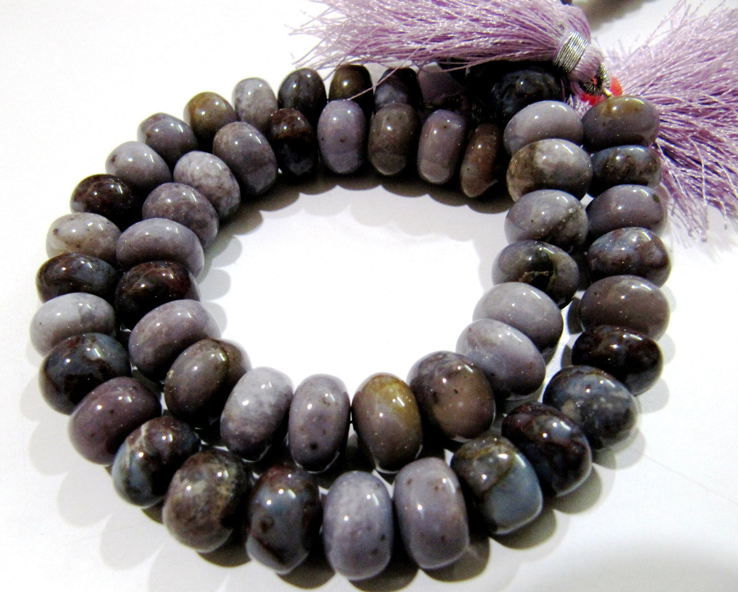 Natural Blood Agate Rondelle Smooth Beads / Purple Grey Agate Plain Beads / Natural Jade Beads Size 11-12mm Sold per Strand 8 inch long