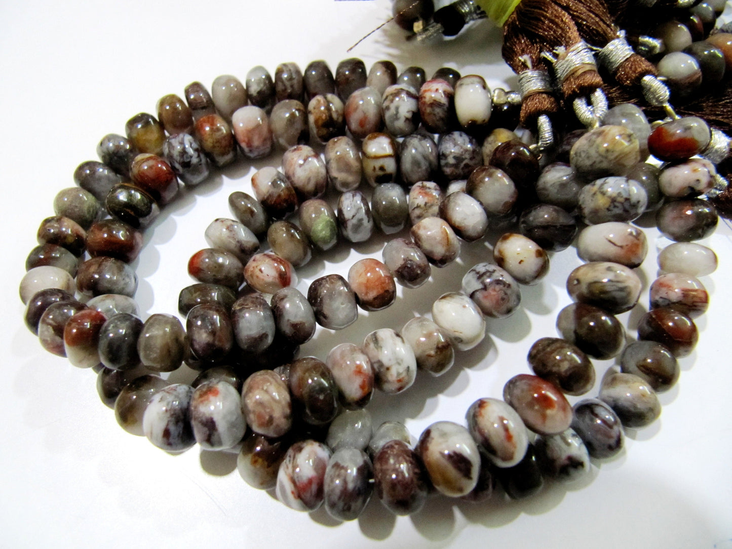 Natural Brown Shaded Blood Agate Plain Beads / Smooth Rondelle Brown Jade Beads Size 8-9mm Sold per Strand 8inch long Semi Precious Gemstone