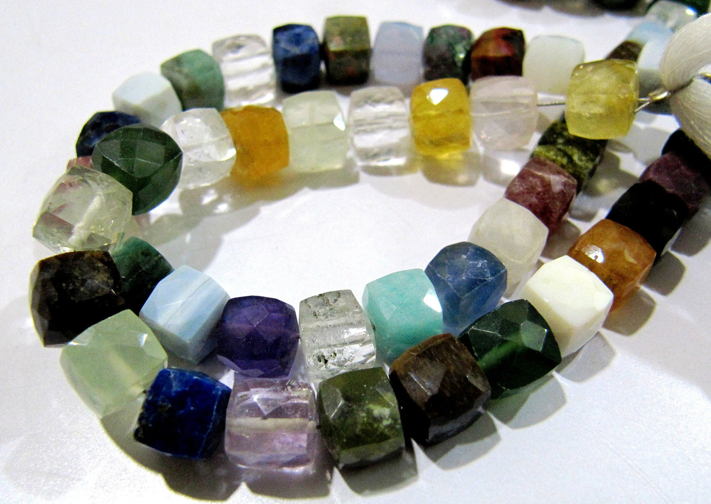 AAA Quality Natural Multi Color 3D Cube Shape Beads / Faceted Box Shape Multi Gemstone Beads / 7-8mm Size Beads / Strand 8 inch long