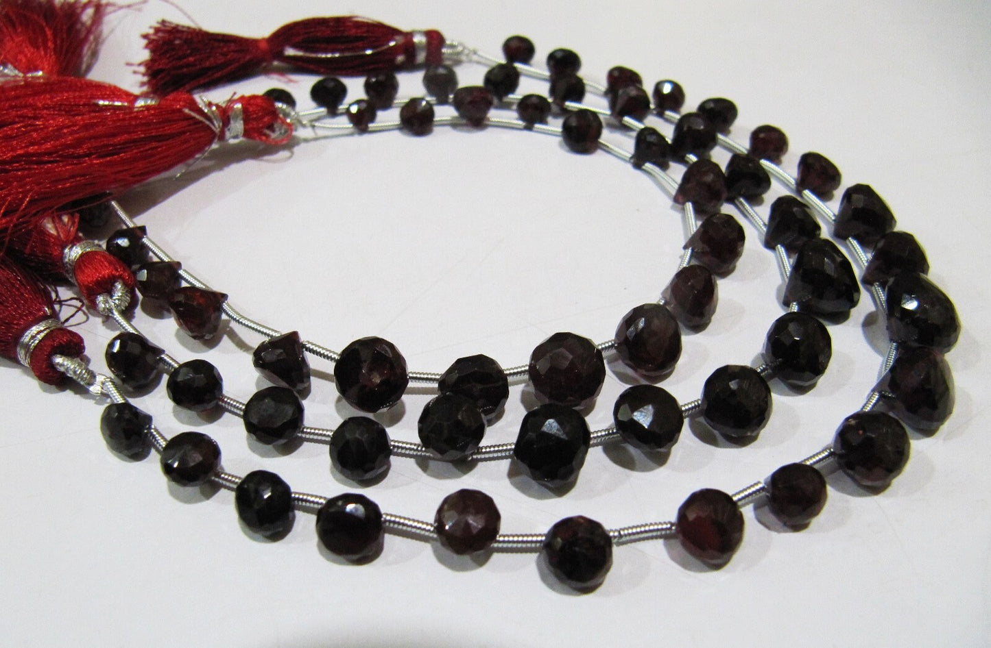 AAA Quality Natural Mozambique Garnet Onion Shape Beads, Faceted Garnet fancy Shape Beads, Size 5 To 8 mm Gemstone Beads,Strand 8 inch.long
