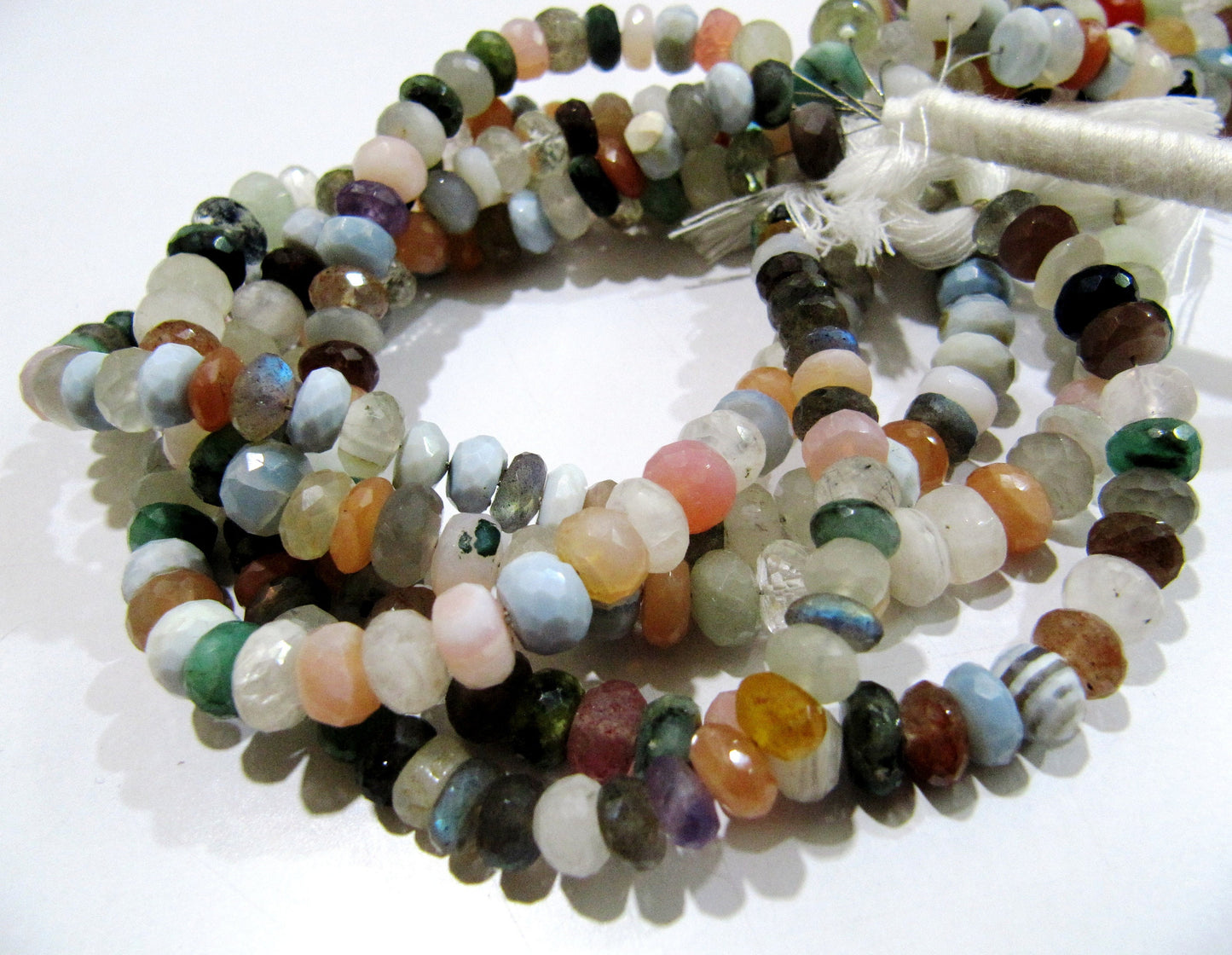 Multi Gemstones Rondelle Faceted Beads / Natural Multi color Beads / Size 7 to 10mm Strand 8 inch long Micro Faceted  Wholesale Rates