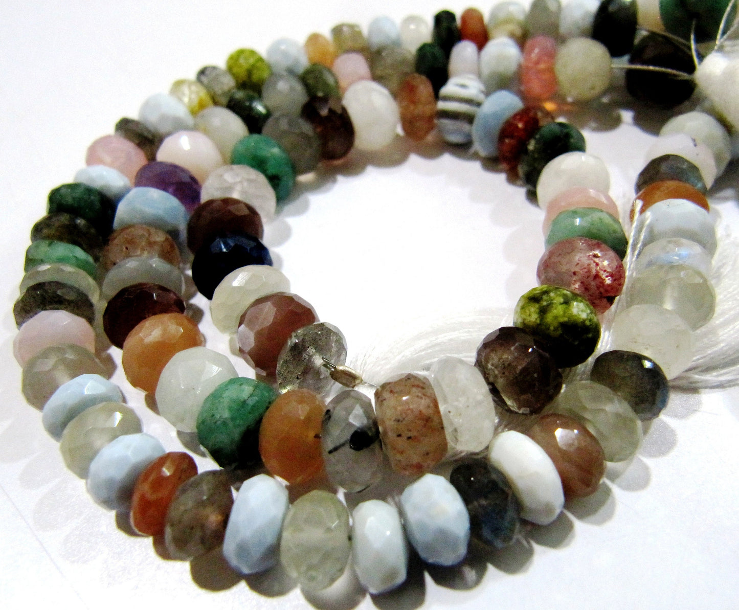Multi Gemstones Rondelle Faceted Beads / Natural Multi color Beads / Size 7 to 10mm Strand 8 inch long Micro Faceted  Wholesale Rates