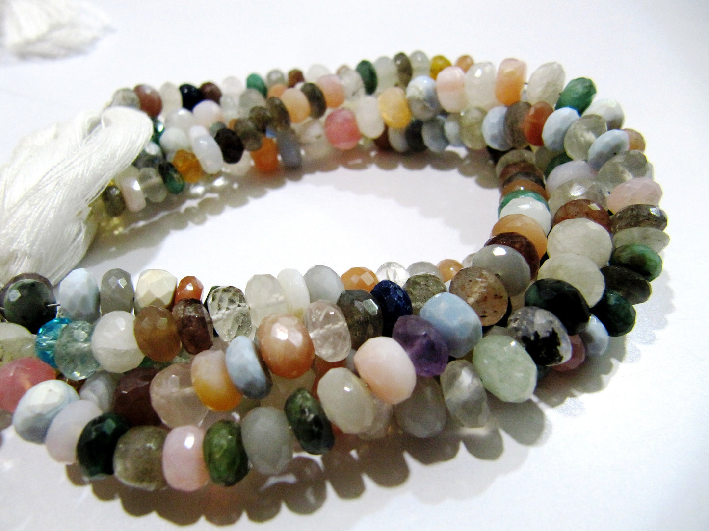 Multi Gemstones Rondelle Faceted Beads / Natural Multi color Beads / Size 7 to 10mm Strand 8 inch long Micro Faceted  Wholesale Rates