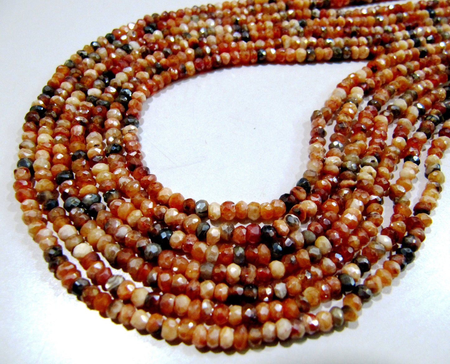 Top Quality Natural Mystic Coated Carnelian Beads , AB Coated , Multi Carnelian Beads , Rondelle Faceted 3-4mm Size Beads , Length 13 inches