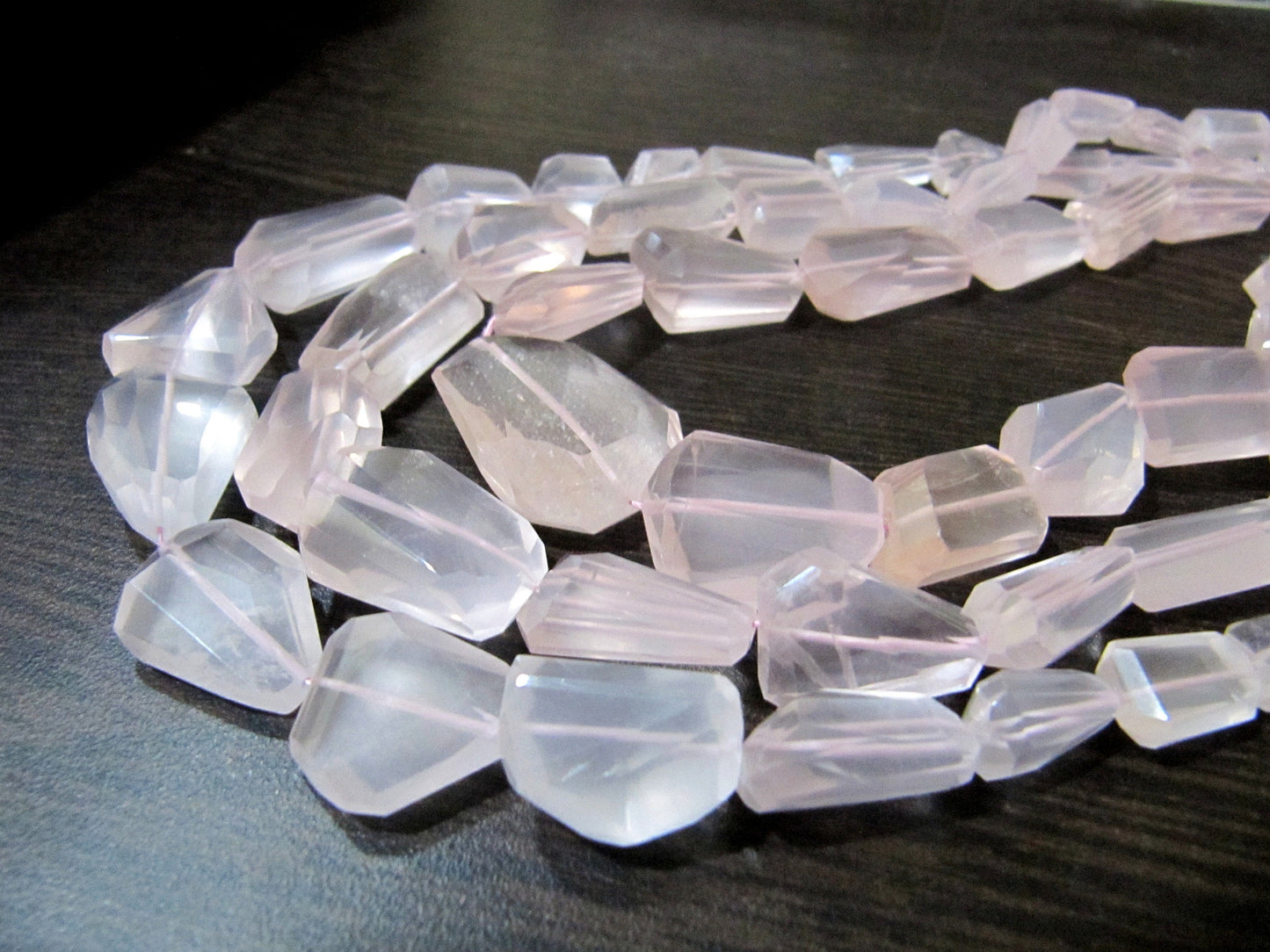 AAA Quality Natural Rose Quartz Nugget beads, Laser Cut Tumbled Beads Size 8x10mm to 16x22mm-Graduted Strand 8 inches Long