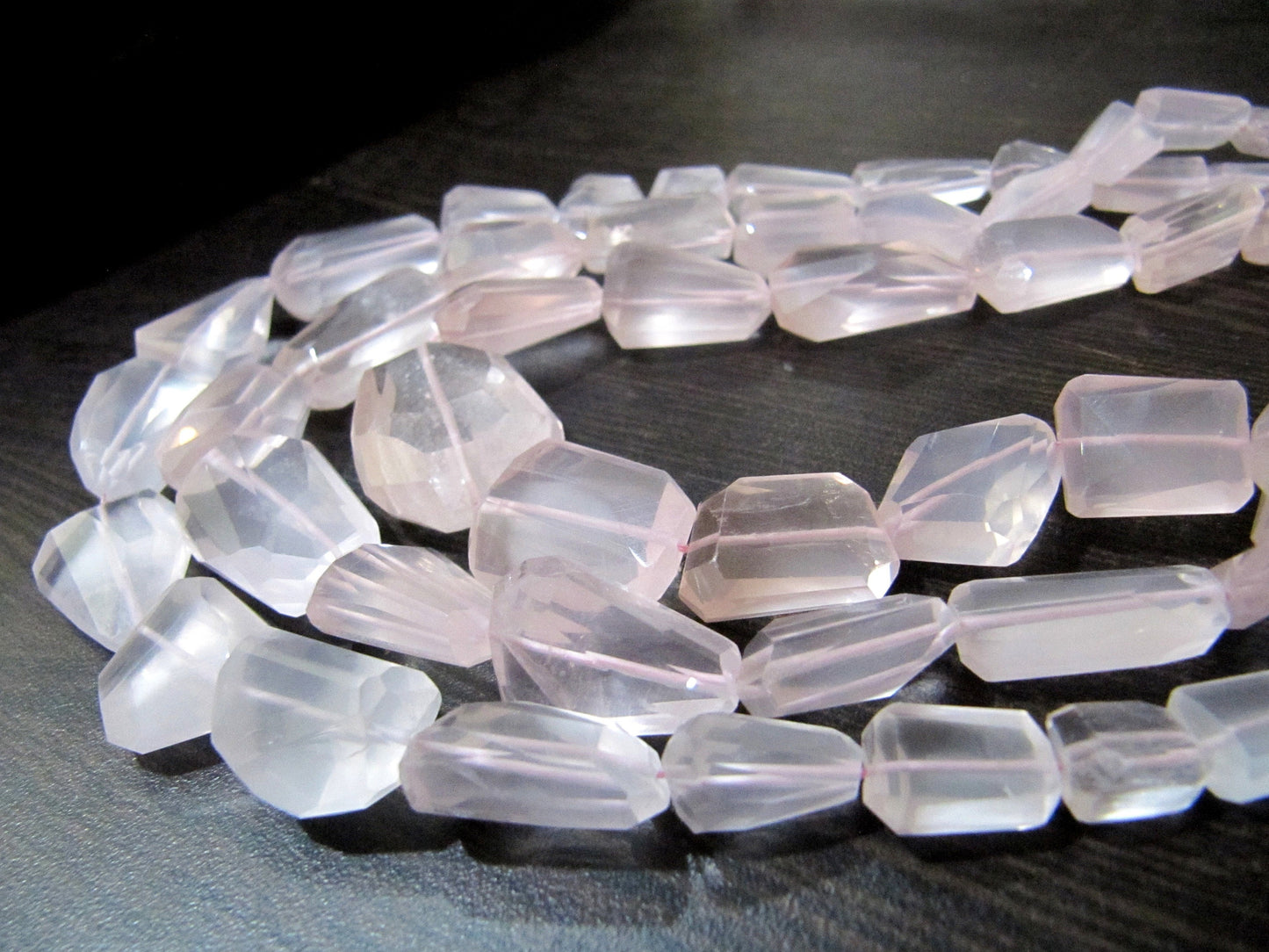 AAA Quality Natural Rose Quartz Nugget beads, Laser Cut Tumbled Beads Size 8x10mm to 16x22mm-Graduted Strand 8 inches Long