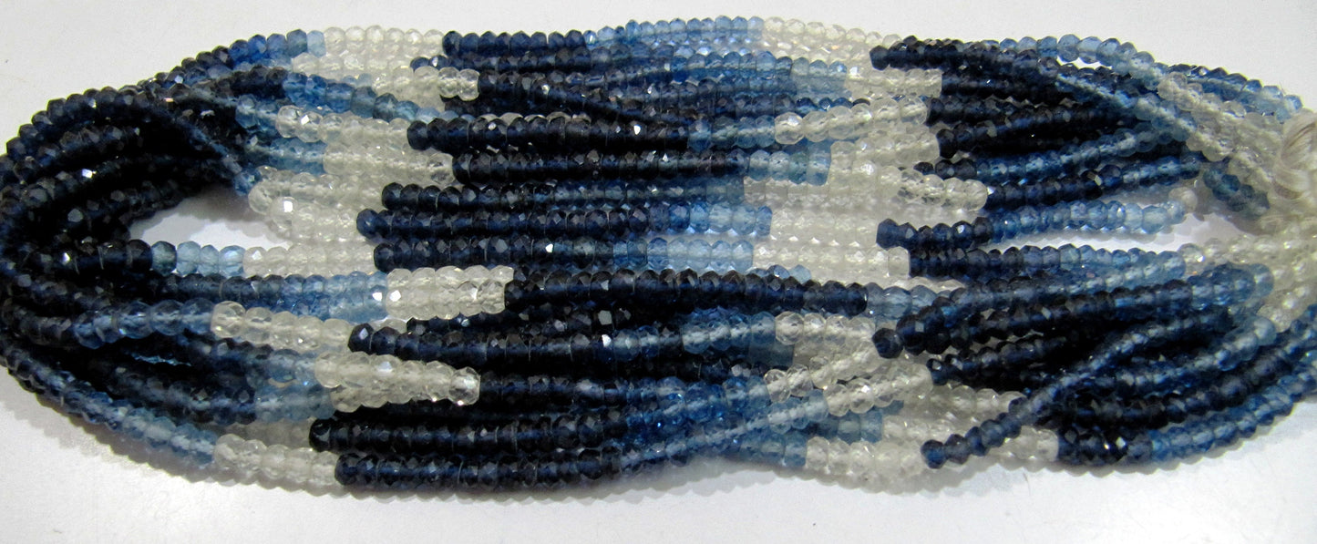 Exclusive  Blue Sapphire Shaded Beads 4 to 5mm, Lab created Sapphire Beads Strand  13 inch Long, Rondell faceted beads