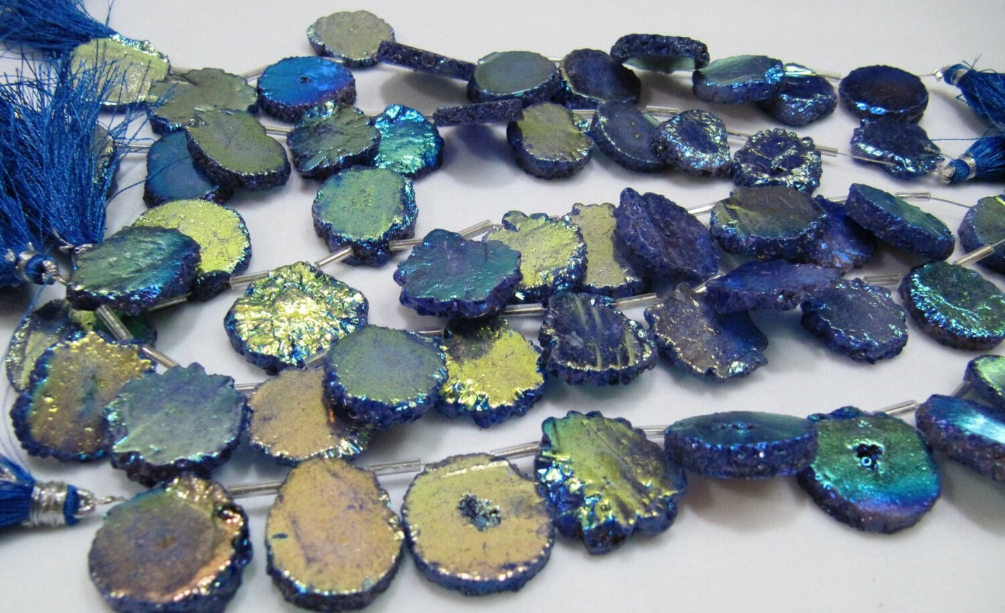 Blue Solar Quartz AB Coated Druzy Coin Strands 8 to 9 inches Long Beads Size approx 20 to 25mm  Jewelry Making Gemstone beads Wholesale rate