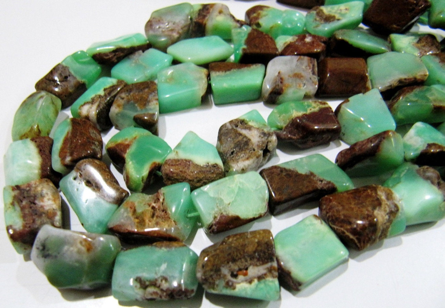 Natural Chrysoprase Nugget Shape Laser Cut Tumbled 11mm To 15mm Beads Jewelry Making Beads Strand 8 Inches Long Sold Per Strand