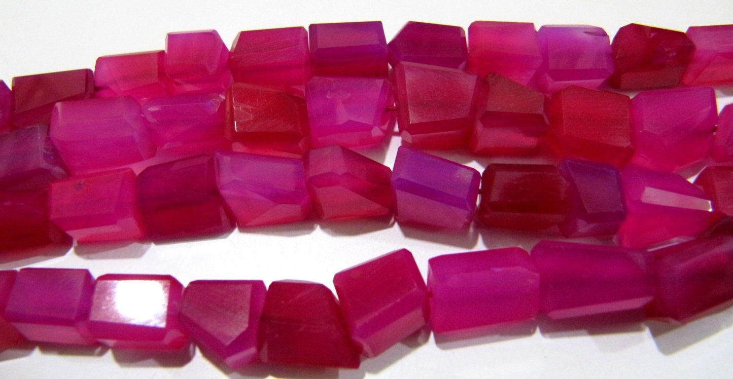 Natural Hot Pink Chalcedony Irregular Nugget Shape Laser Cut Tumbled 10mm To 12mm Beads Jewelry Making Beads Sold Per Strand 8 inch Long