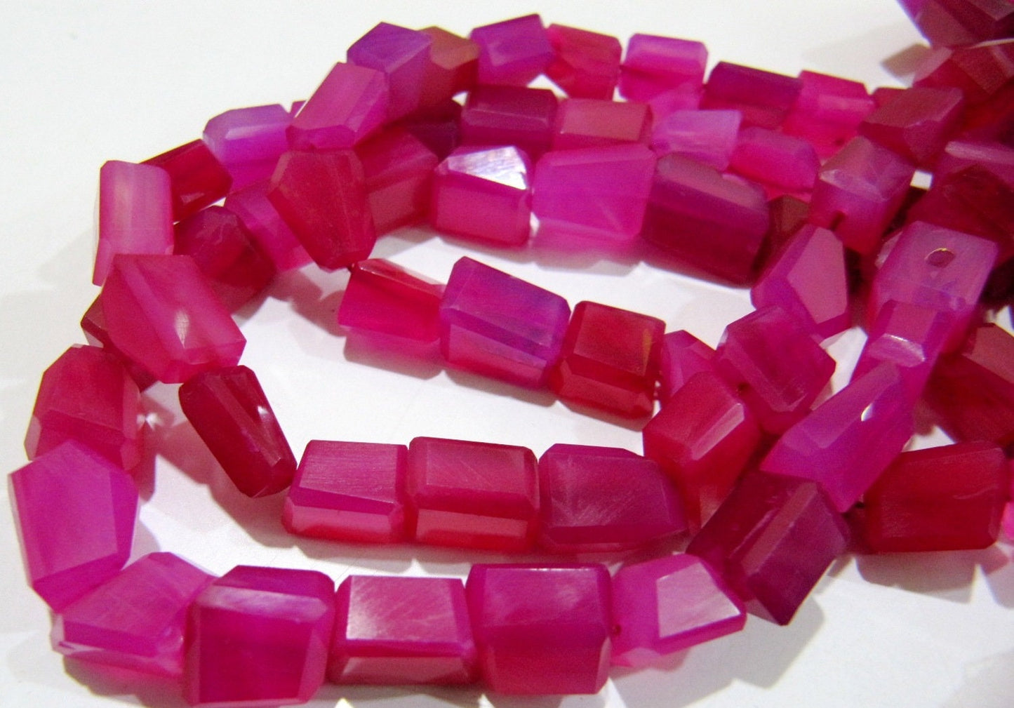 Natural Hot Pink Chalcedony Irregular Nugget Shape Laser Cut Tumbled 10mm To 12mm Beads Jewelry Making Beads Sold Per Strand 8 inch Long