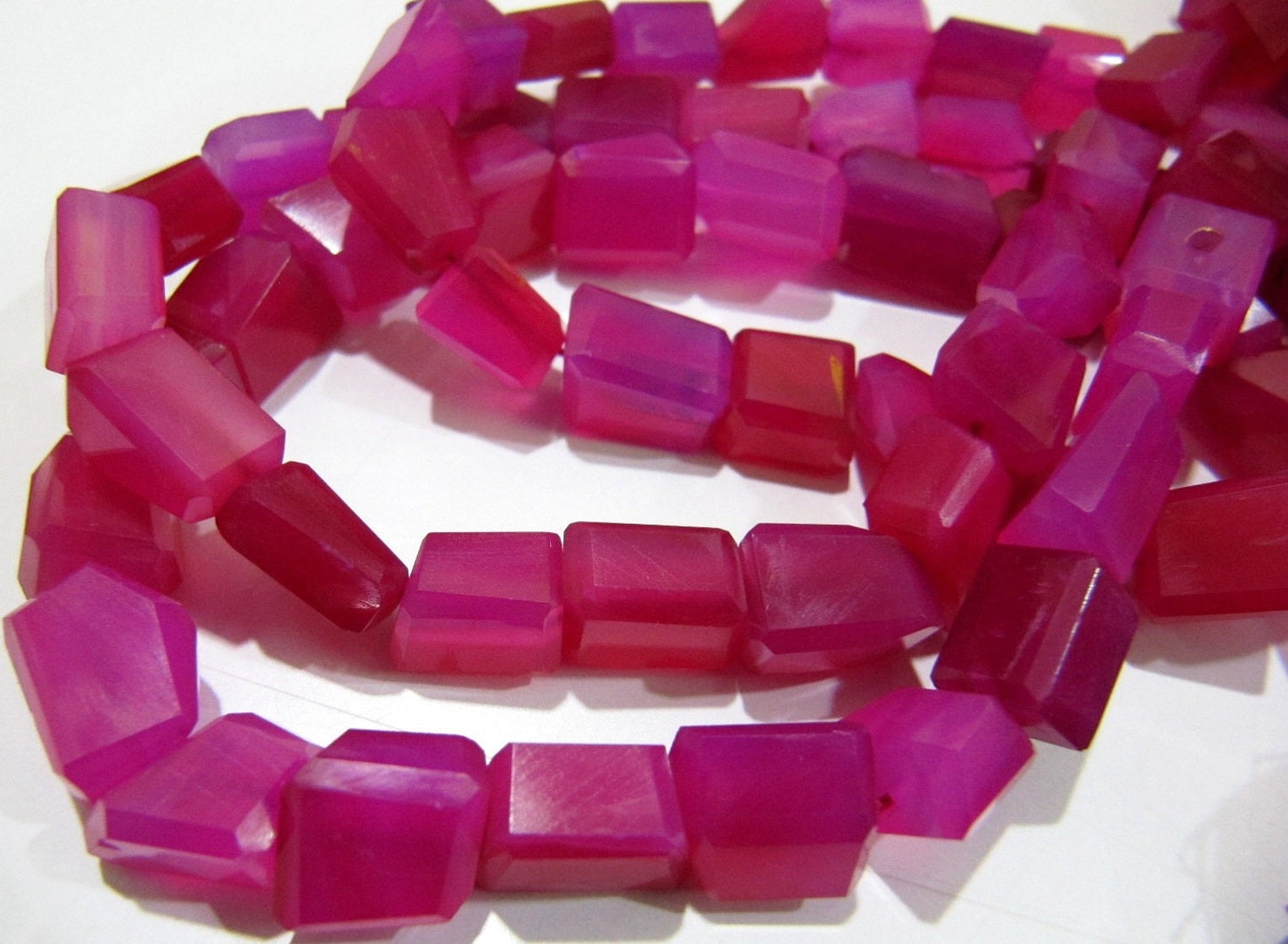 Natural Hot Pink Chalcedony Irregular Nugget Shape Laser Cut Tumbled 10mm To 12mm Beads Jewelry Making Beads Sold Per Strand 8 inch Long