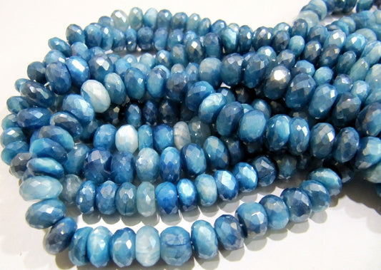 Natural Blue Topaz Color Moonstone Beads Rondelle Faceted AB Coated Moonstone Beads 8mm Strand 7 inches Far Size Beads Wholesale rate