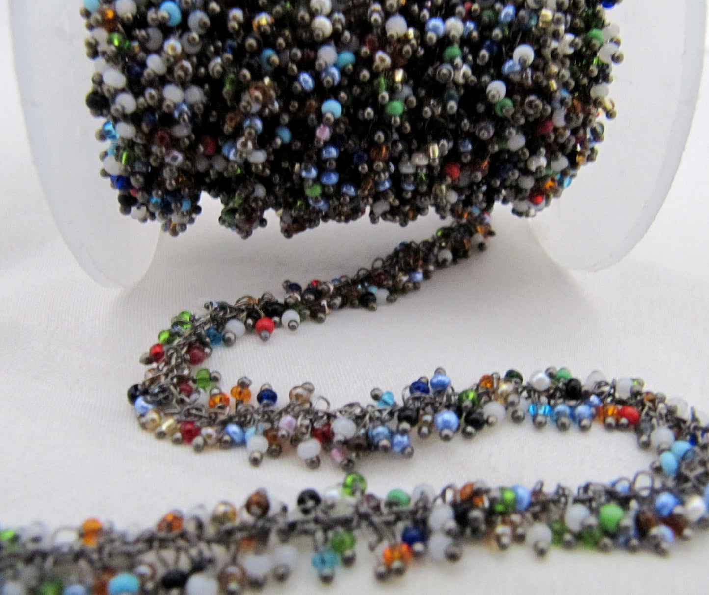 Multi Color Quartz Smooth Grape Beaded 2mm Cluster Chain. Wire Wrapped Angoori Chain Wholesale Prices Handmade Dangling Chain Sold per foot