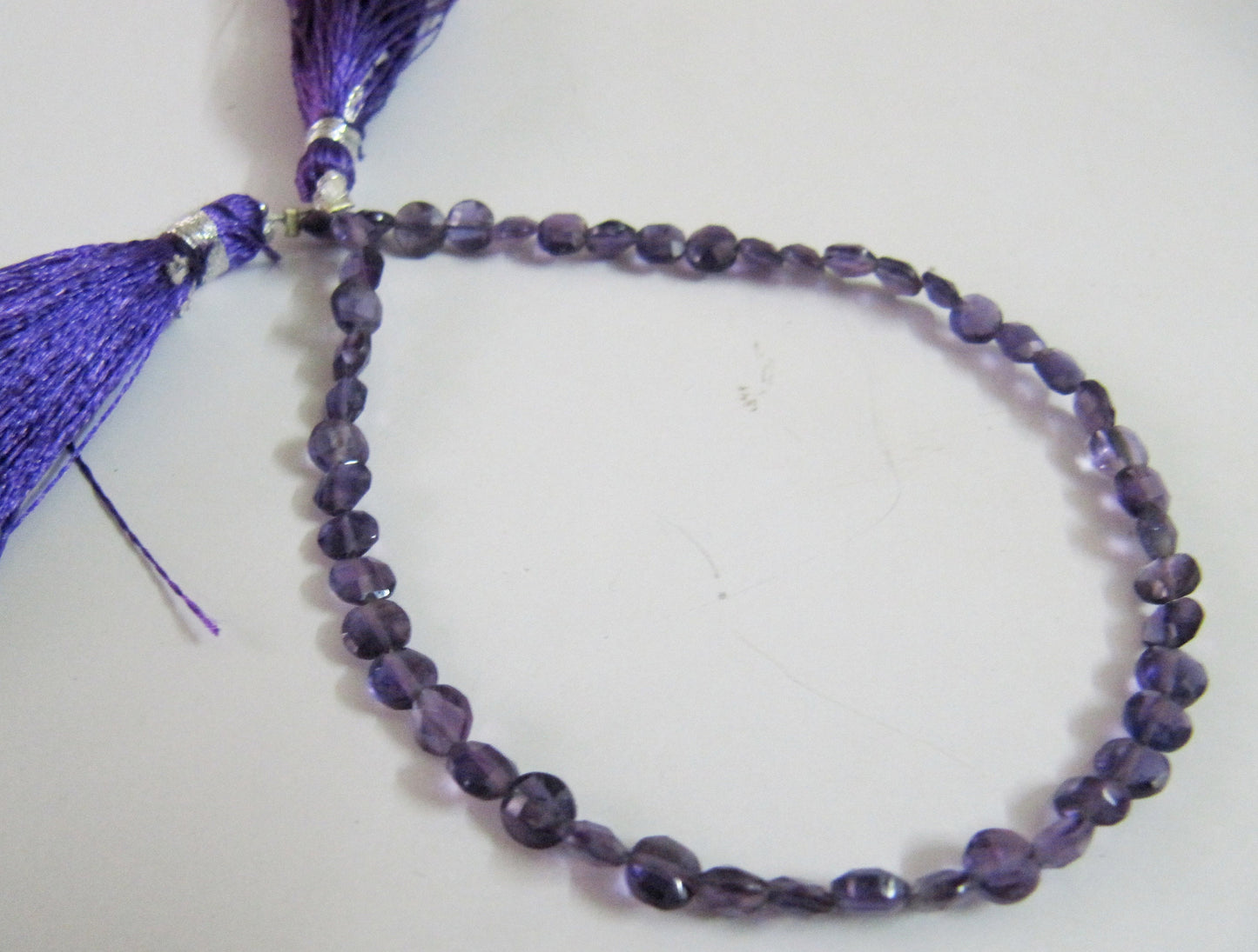 Natural Amethyst Faceted Coin shape briolette 6mm Beads sold per Strand 8 Inch Long   African Amethyst Gemstone Purple beads