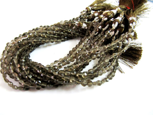 Natural Smoky Quartz Coin shape Briolette Faceted Beads Size 4mm best Quality Beads Strand 13 inches Long Jewelry making gemstone beads