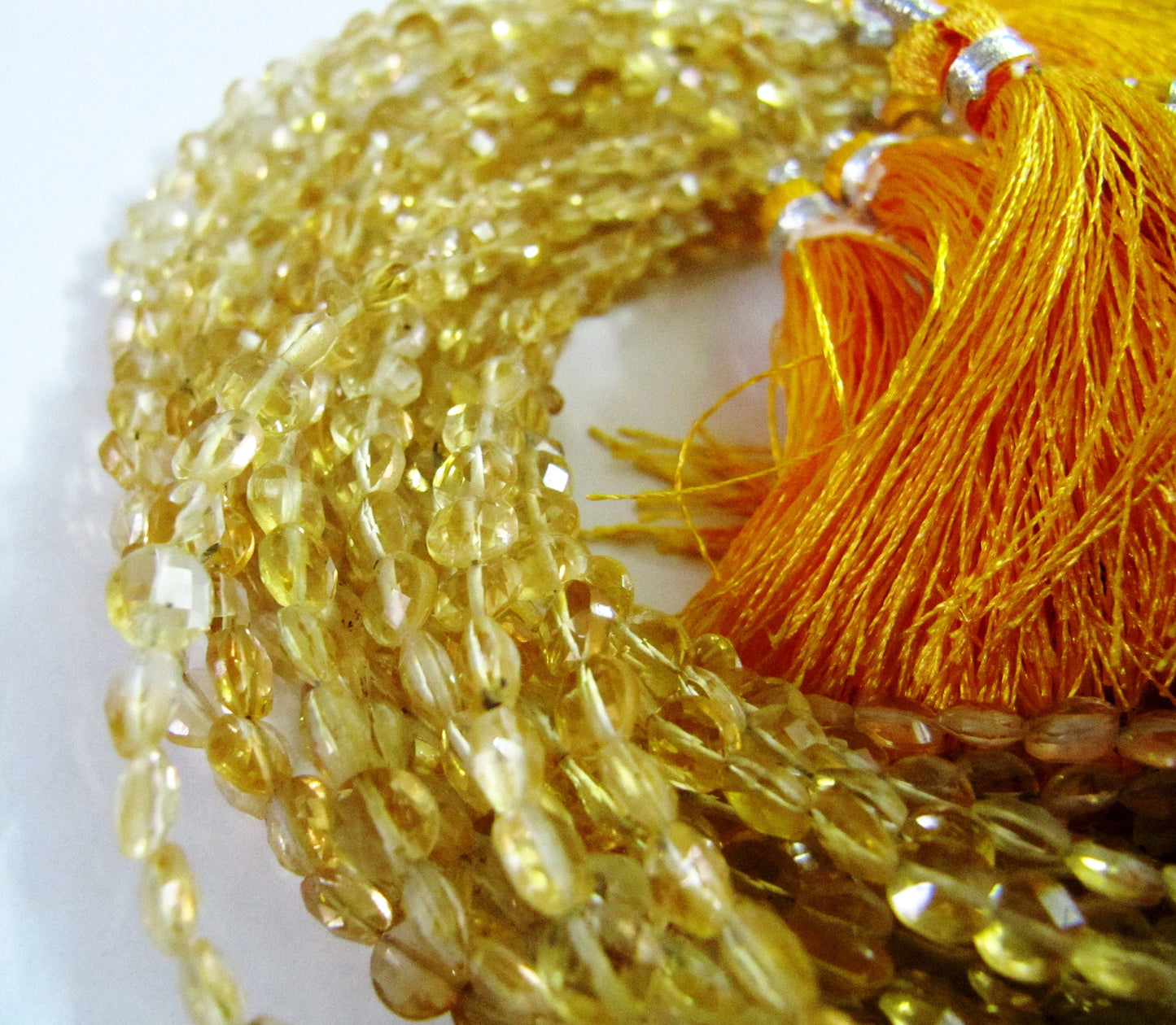 Natural Citrine Faceted Coin Beads, Bead Size Exact 4.5mm, Micro Size Strand 8 Inch Long,approx.48 to 52 beads per string Wholesale Price