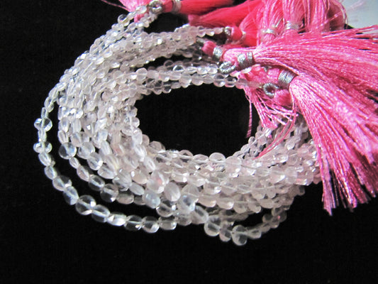 Natural Rose Quartz Faceted Coin shape briolette Beads 4.5mm Sold Per Strand 8 Inch Long 48 to 52 beads per string Wholesale Rate