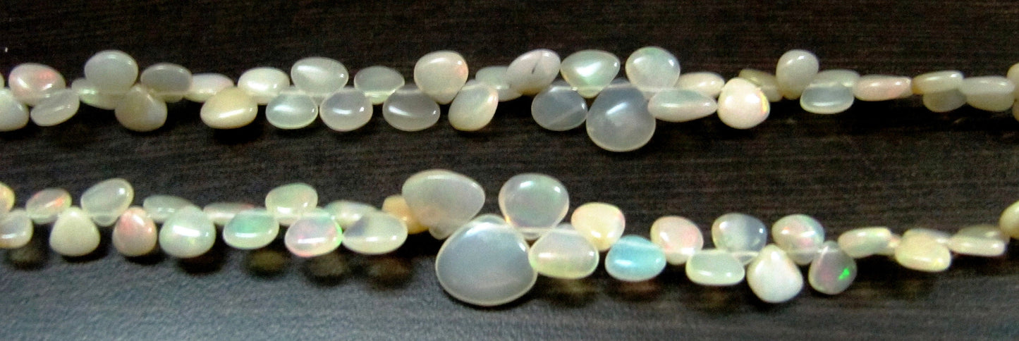 Best Quality Ethiopian Opal Beads heart Shape Plain Briolette beads, Size 6-8mm, Strand 8 inches Long, approx 55 to 60 beads, Fire beads