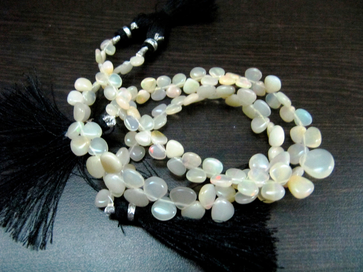 Best Quality Ethiopian Opal Beads heart Shape Plain Briolette beads, Size 6-8mm, Strand 8 inches Long, approx 55 to 60 beads, Fire beads